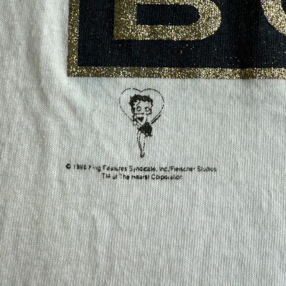 Vintage Betty Boop 1998 4th of July USA Sparkly White Womens Shirt Size XL - Picture 5 of 9
